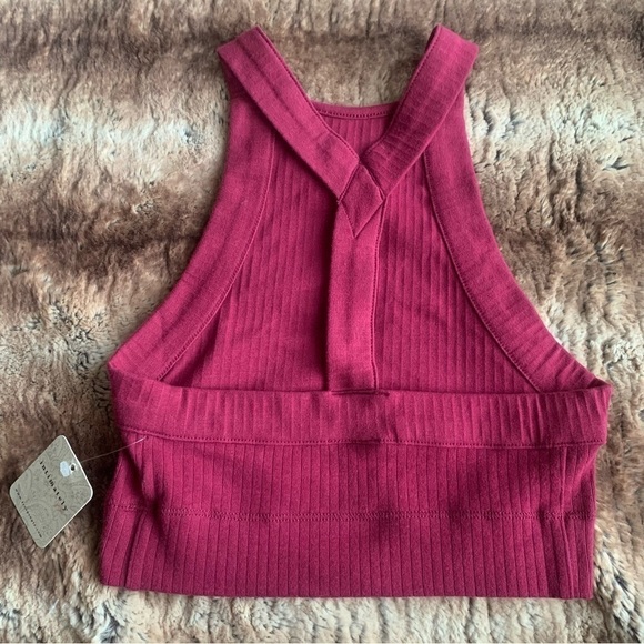 Intimately Free People Catch Up Ribbed Y-strap Brami Queen Pomegranate - Picture 3 of 5